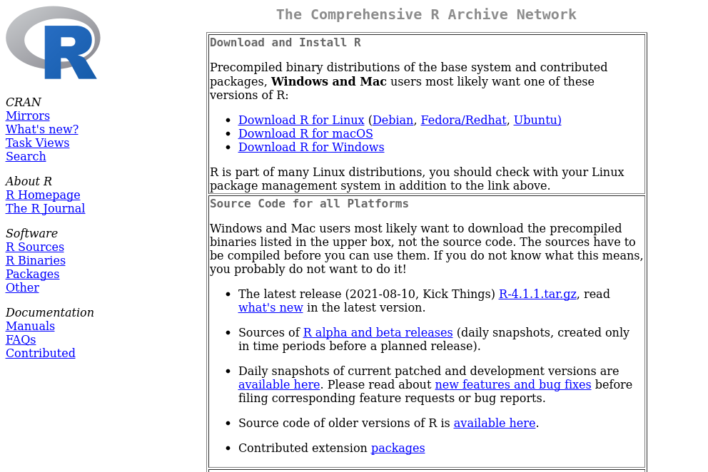 Página de descaga de **R**